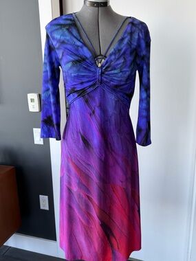 Roberto Cavalli Vibrant Purple-Blue Gradient Midi Dress